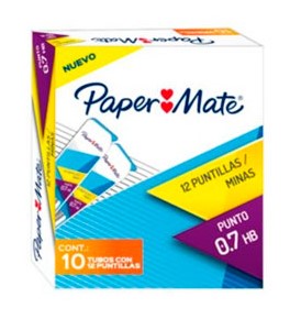 Puntillas 0.7 Papermate Paq C/10 Tubos