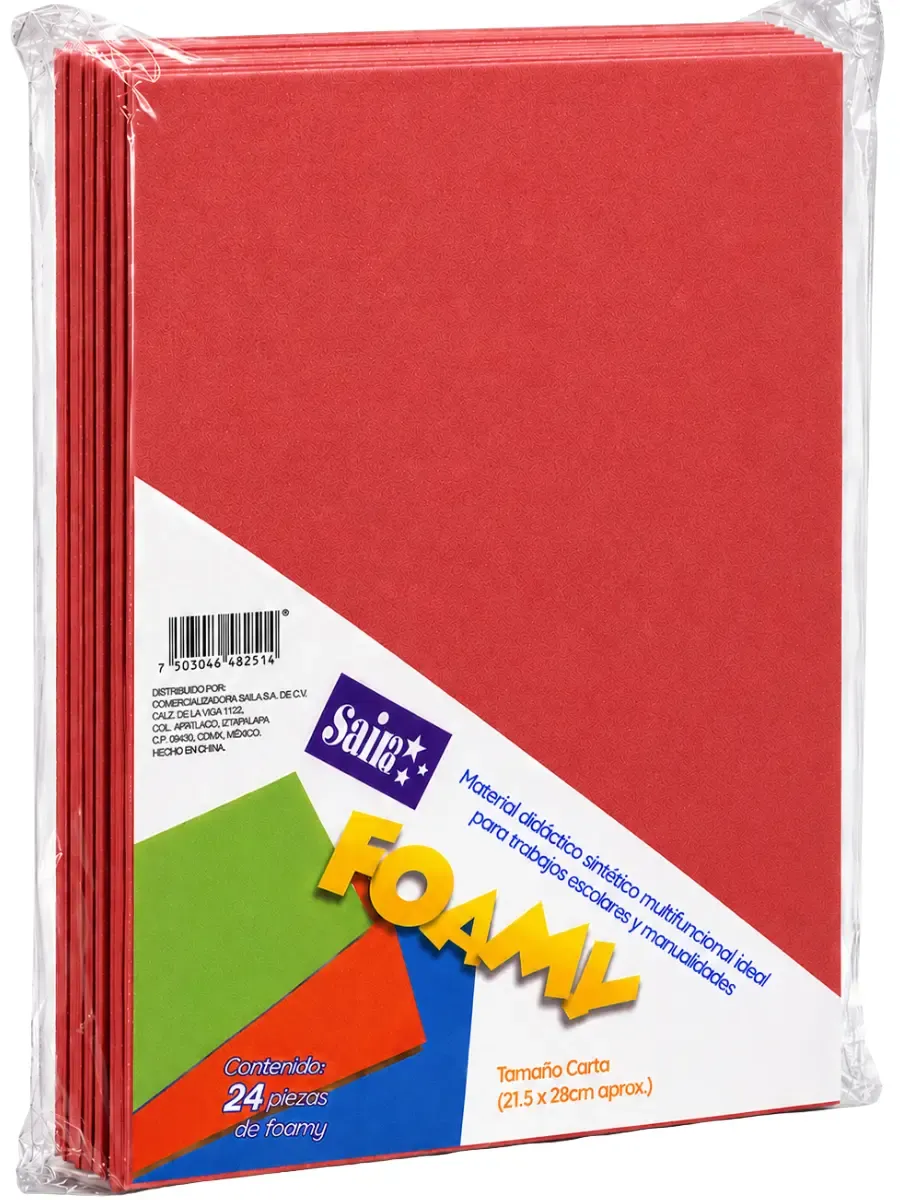 Foamy Liso SAIRA Rojo C/24 Pzas