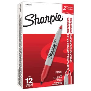 Marcador Permanente Sharpie Twin Rojo 12 Piezas